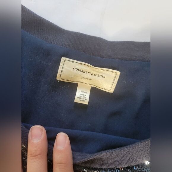 Anthropologie Moulinette Soeurs Sequin Blue Dress Size XS Oversized - Picture 7 of 8